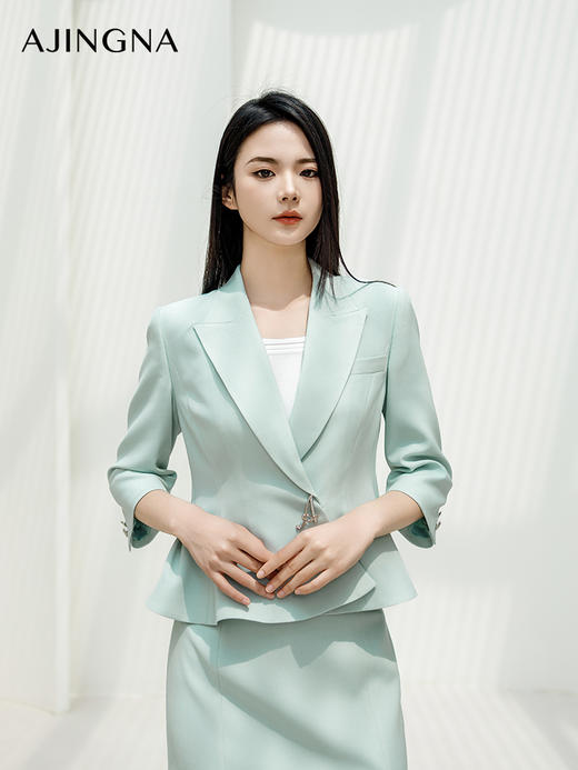 【商场同款】阿菁娜春季新款通勤荷叶边西服外套A29C108010 商品图0