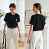 OLrain欧芮儿新中式黑色T恤女夏季2024年新款宽松刺绣短袖上衣 商品缩略图4
