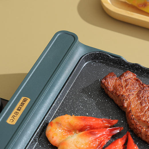 【精选】欧锐铂不粘涂层少油烟分区烧烤盘 5档温控 边缘弧形设计 加热快速均匀 商品图7