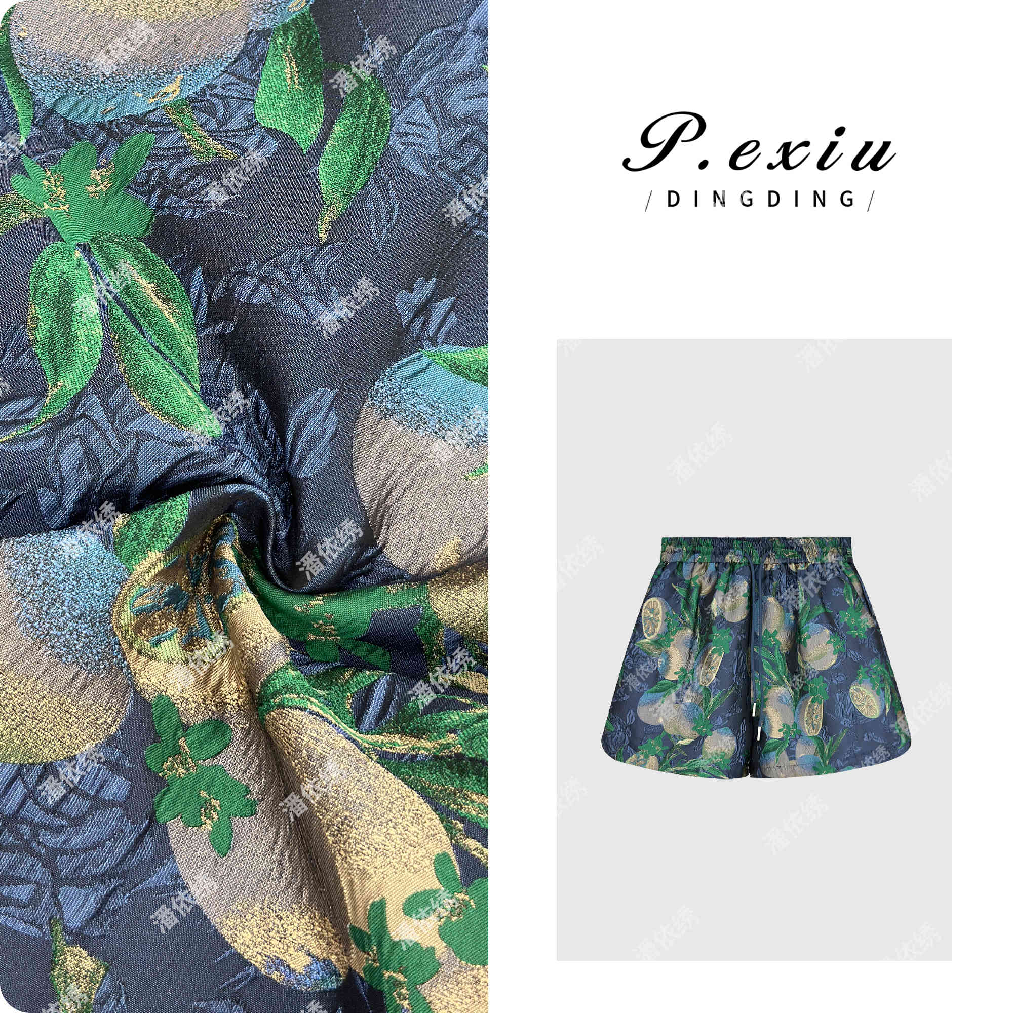 03-5潘依绣丁丁宠粉PanYiXiu/潘依绣【夏日缤纷】花朵满印高级感松紧腰短裤 W-62046