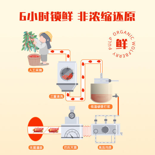 NN#四国有机认证【有机枸杞原浆】手工采摘不破坏营养，6h锁鲜产品配料只有有机枸杞，维生素，枸杞多糖等营养元素，全程溯源，开袋即饮 商品图5