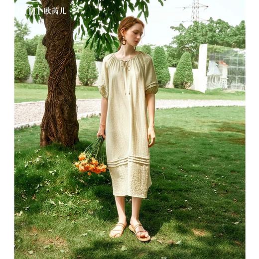 OLrain欧芮儿法式连衣裙女夏季2024年新款时尚松弛感田园风长裙 商品图0