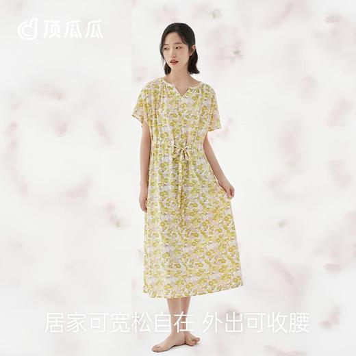 3部顶瓜瓜夏季女士醉樱系列纯棉可收腰家居短袖睡裙DJJWX-AQ23318 商品图2