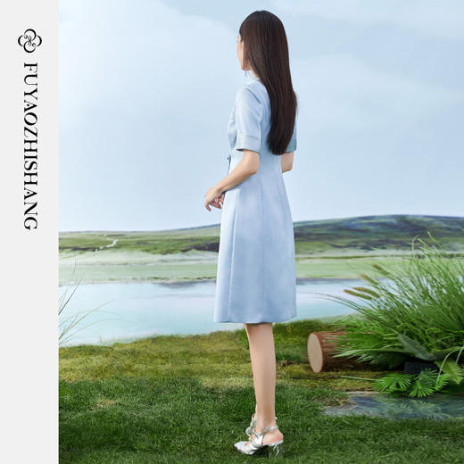 扶摇 夏季短袖连衣裙女国风盘扣西装裙高级感职场轻熟风女装 商品图6