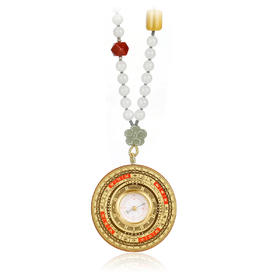 白玉喜气小罗盘 五行金