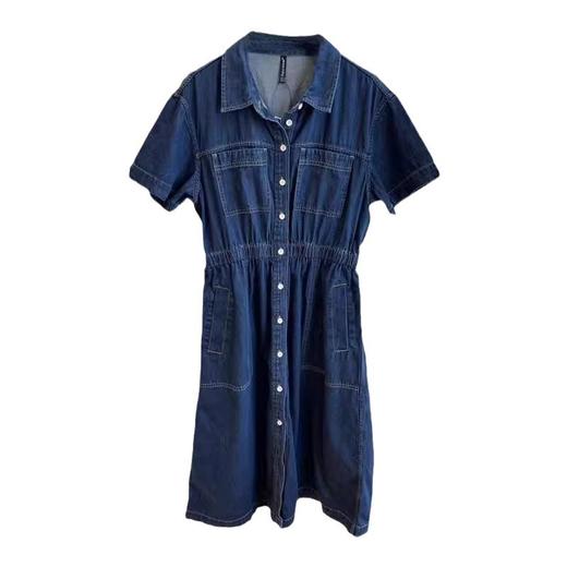 「拼团同款！之家新款！」上身太好看了！纯棉松紧高腰polo牛仔连衣裙夏裙子 商品图4