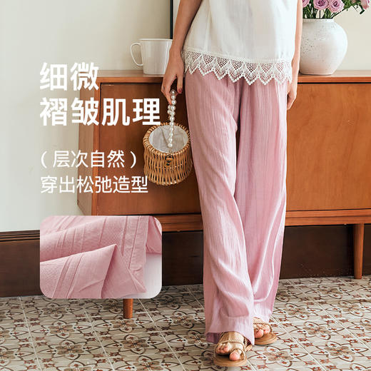 凉凉冰丝  高级褶皱肌理感OLrain欧芮儿法式冰爽休闲裤女夏季2023新款高腰垂感阔腿防晒裤子 商品图6