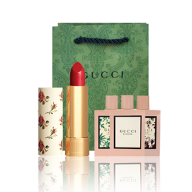 【配礼袋 香水口红套装】Gucci/古驰花悦香水浓香型50ml+GUCCI古驰小碎花哑光口红3.5g【香港直邮】