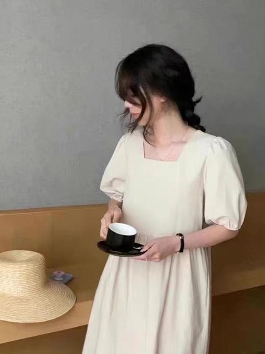 6.22断码清→（微瑕）！方领米白系腰带连衣裙—喜出 商品图0