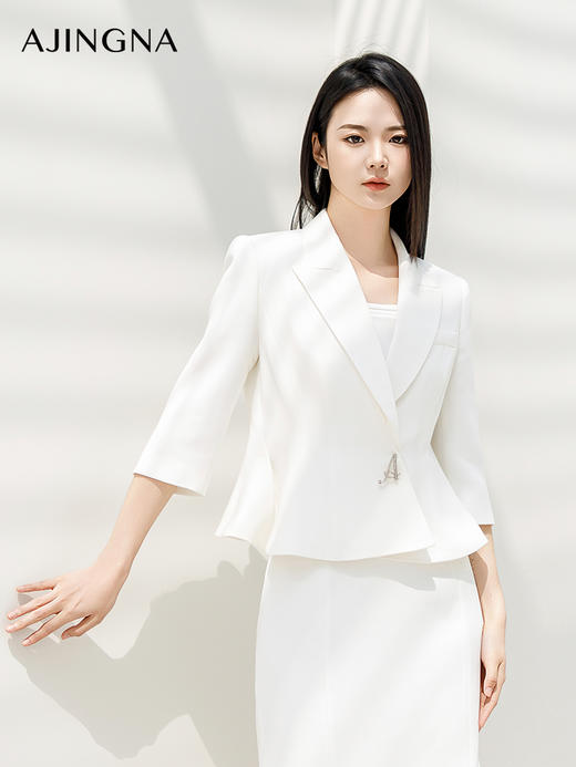 【商场同款】阿菁娜春季新款通勤荷叶边西服外套A29C108010 商品图2