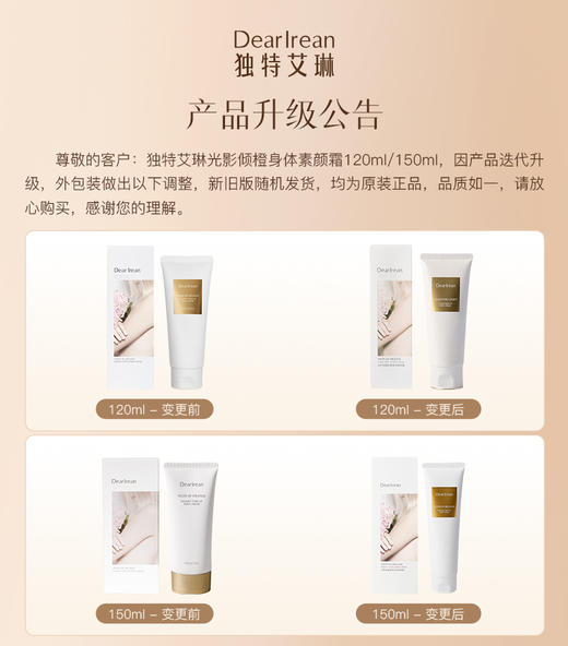 【现货速发】DearIrean 独特艾琳香氛身体素颜霜自然不假白免卸裸妆女120ml 商品图3