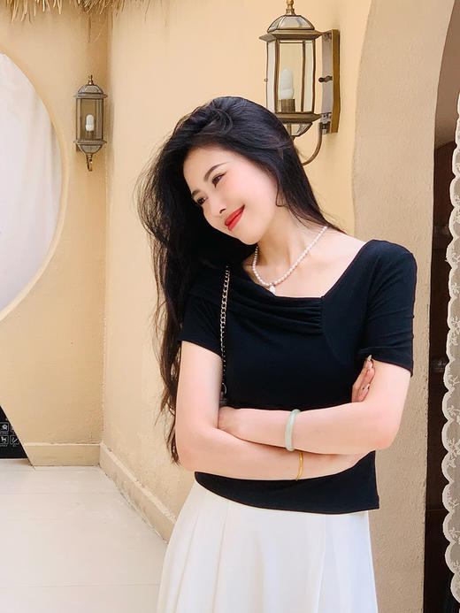 【百图lulu定制】【雅典娜T恤】船领  天丝莫代尔 高弹 浪漫温柔 短袖T恤 商品图10