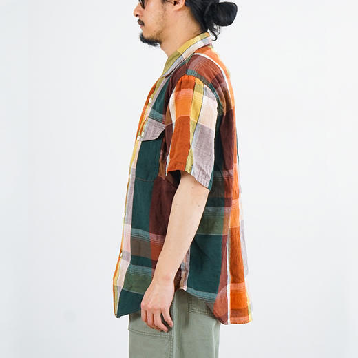 orslow SHORT SLEEVE ORIGINAL CHECK WORK 棉麻工装短袖格子衬衫 商品图1