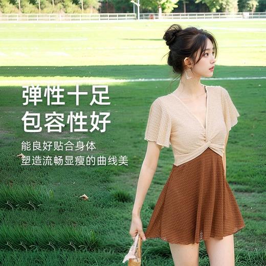 【朋友圈爆款！保守显瘦泳衣两件套】自带内衣文胸垫安全打底裤，游泳、温泉、瑜伽一套搞定，各种身材轻松驾驭！大码泳衣女款拼色平角裤裙式遮肉遮肚温泉 商品图2