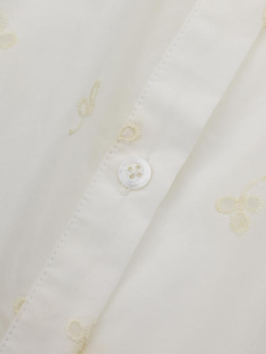 COCO ZONE“吉米”100棉夏季镂空立领衬衫简约单排扣长袖上衣CC1B1099 商品图7