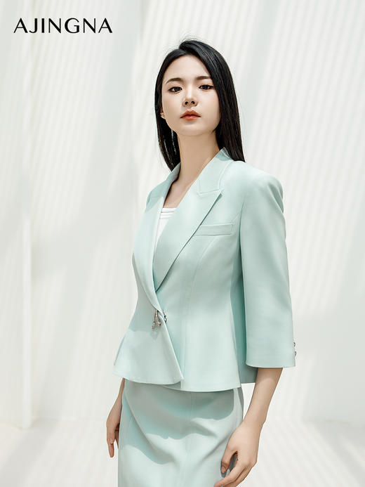 【商场同款】阿菁娜春季新款通勤荷叶边西服外套A29C108010 商品图1