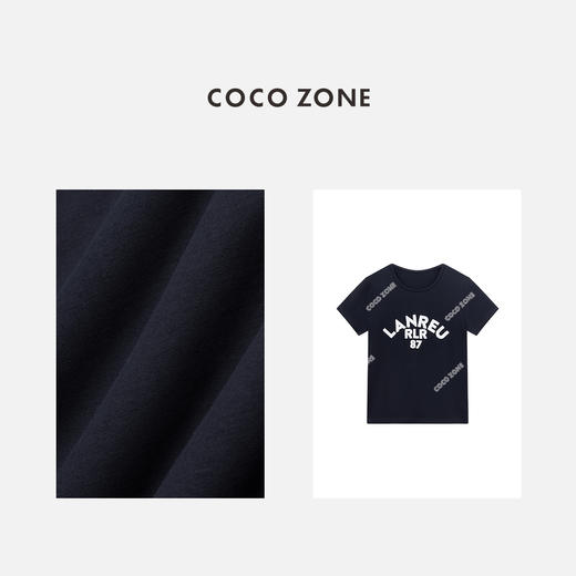 COCO ZONE“海军T”字母印花短袖T恤休闲百搭圆领上衣CC2B0910 商品图2