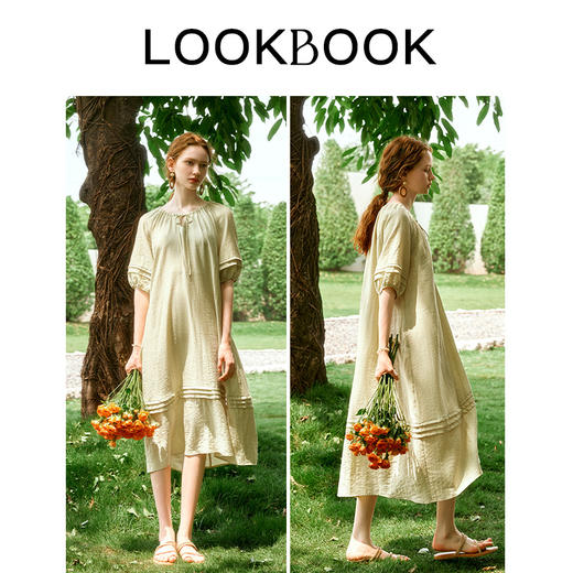 OLrain欧芮儿法式连衣裙女夏季2024年新款时尚松弛感田园风长裙 商品图4