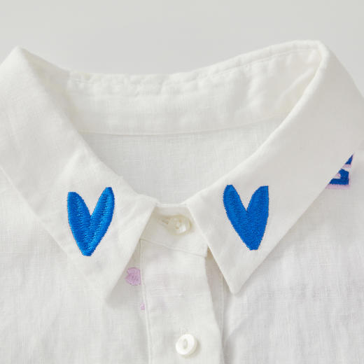 谜底绣花衬衫式连衣裙短袖2024年夏款复古文艺风直筒裙242ML0695 商品图3