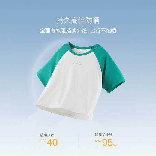【棉感速干】马克珍妮男女童防晒速干运动短袖T恤夏装新款240320 商品图1
