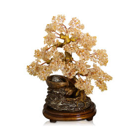 流水生财黄水晶树 水局 摇钱树 水晶树