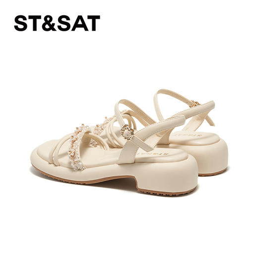 星期六优雅珍珠绊带厚底粗跟凉鞋SSC2115240 商品图7