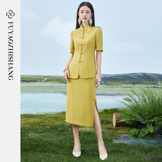 扶摇 新中式国风套装女2024夏季新款复古盘扣外套半裙两件套 商品图1