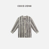 COCO ZONE 薄款V领条纹衬衫女百搭单排扣长袖上衣CC1B1230 商品缩略图0