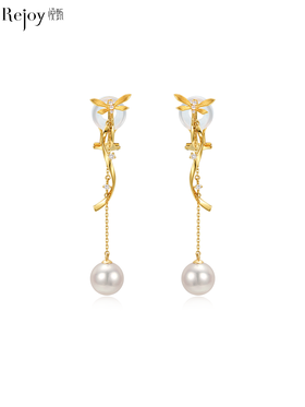 【挚友限定】悦甄  18k金Akoya珍珠钻石耳夹 翩然