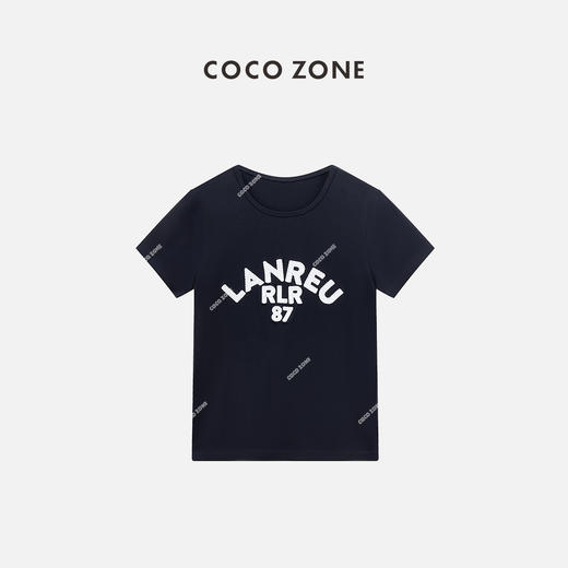 COCO ZONE“海军T”字母印花短袖T恤休闲百搭圆领上衣CC2B0910 商品图0