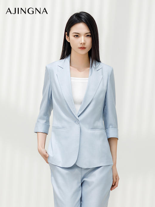 【商场同款】阿菁娜2024夏季新款通勤平驳领西装外套A30X108025 商品图4