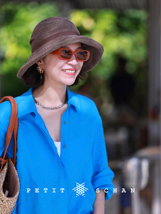 【经典款】PETIT SCHAN小闪 #026 Natural wave++ 浪花儿  进口高端亚麻编织渔夫帽女可折叠便携户外海边防晒遮太阳防紫外线草编帽子 商品图13