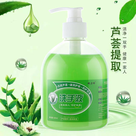 佐禧佑福芦荟清香洗手液500g清香型杀菌消毒保湿按压瓶儿童家用家庭装 商品图3