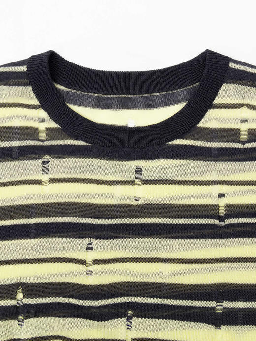 COCO ZONE“阳光罩衫”撞色条纹长袖针织衫简约百搭圆领上衣CC1B0917 商品图4