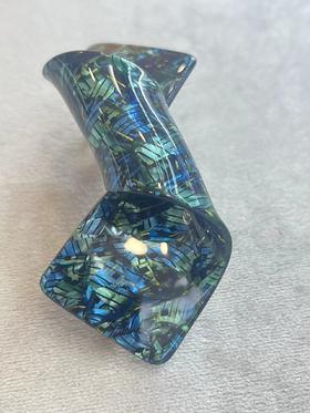 饰范 手工制作8厘米孔雀蓝扣卡