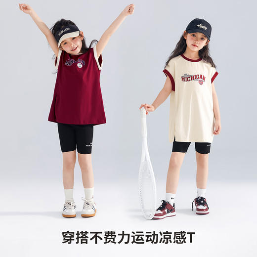 【凉感棉】【120-165】【可可鸭】女童无袖T恤儿童短袖上衣 商品图4