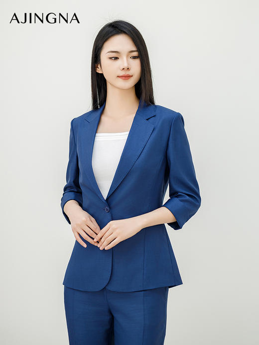 【商场同款】阿菁娜2024夏季新款通勤平驳领西装外套A30X108025 商品图0