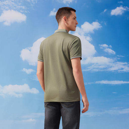 半身缘男装 夏季简约时尚桑蚕丝针织压花POLO衫252212M03912767 商品图4