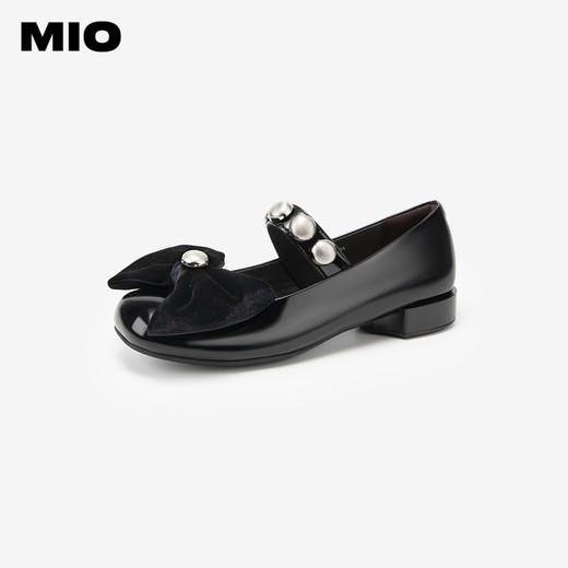 MIO米奥秋季圆头低跟蝴蝶结单鞋复古俏皮通勤玛丽珍女鞋M244413666 商品图0