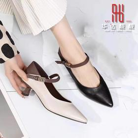女装新品尖头胎牛皮高跟鞋2249-9920-155