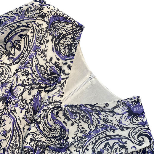 VIVIAN LIU薇薇安刘R2434101夏女装新款真丝印花腰部捏褶连衣裙 商品图2