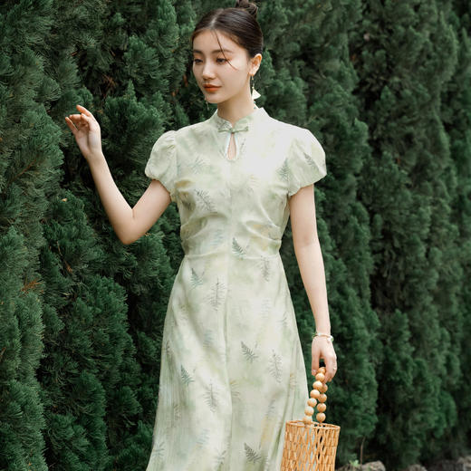 欧芮儿盘扣立领新中式连衣裙女夏2024新款国风禅意收腰改良旗袍 商品图1