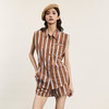 谜底套装女2024年夏季新品复古文艺风竖条纹衬衣+短裤242MTZ0505 商品缩略图0