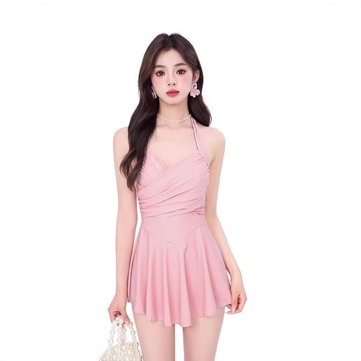 【显气质❗️显瘦性感连体吊带泳衣】游泳、温泉、瑜伽一套搞定，各种身材轻松驾驭❗️女款纯色小清新修身露背泡温泉泳装 商品图1