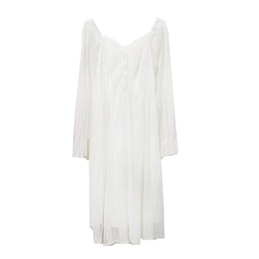 NO 退→样衣清仓（微瑕）！实物真的很好哦！网纱边V领长袖网纱连衣裙—喜出 商品图0