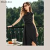 OLrain欧芮儿法式黑色无袖连衣裙女夏2024新款优雅褶皱收腰花瓣裙 商品缩略图0