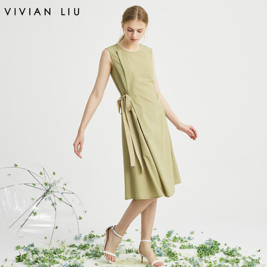 VIVIAN LIU薇薇安刘D2434103夏女装新款腰部织带系带无袖长连衣裙 商品图0