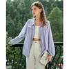 OLrain欧芮儿浅紫色短外套女夏季2024新款通勤休闲花苞领防晒衬衫 商品缩略图1