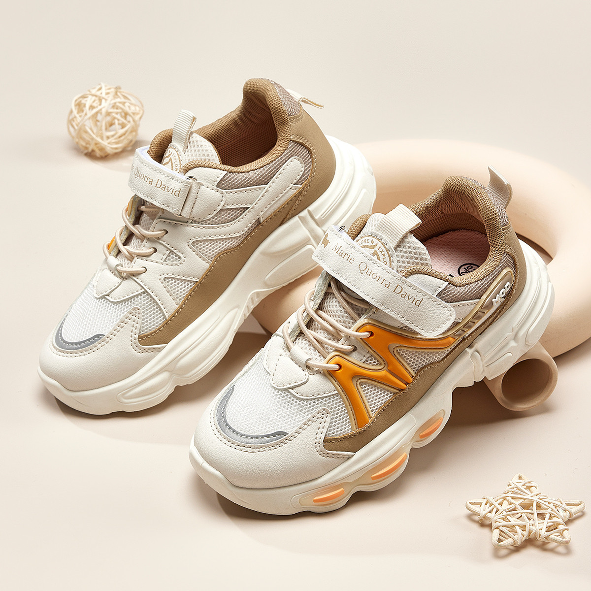 【ZY马骑顿】春夏男孩跑步鞋子透气女童魔术贴儿童运动鞋