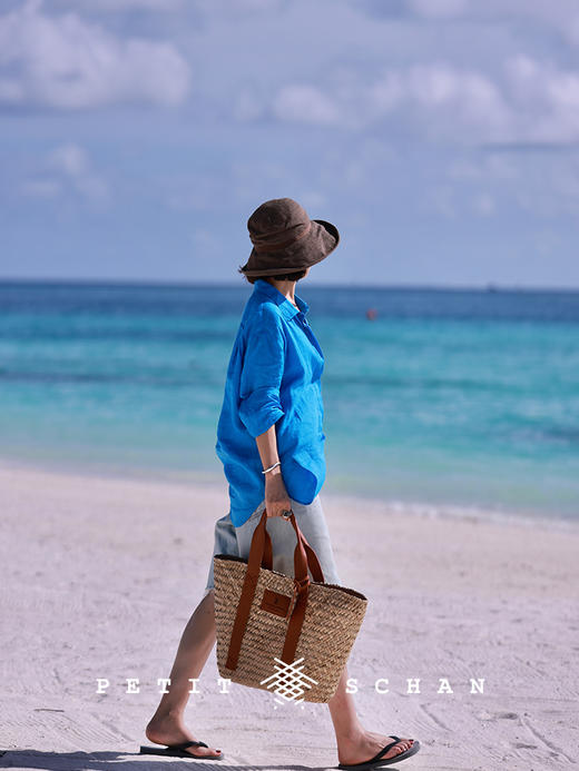 PETIT SCHAN小闪 CLO#498 painted traveler 时空中的绘旅人  比利时进口LIBECO纯亚麻暗门襟长袖度假感衬衫 商品图5